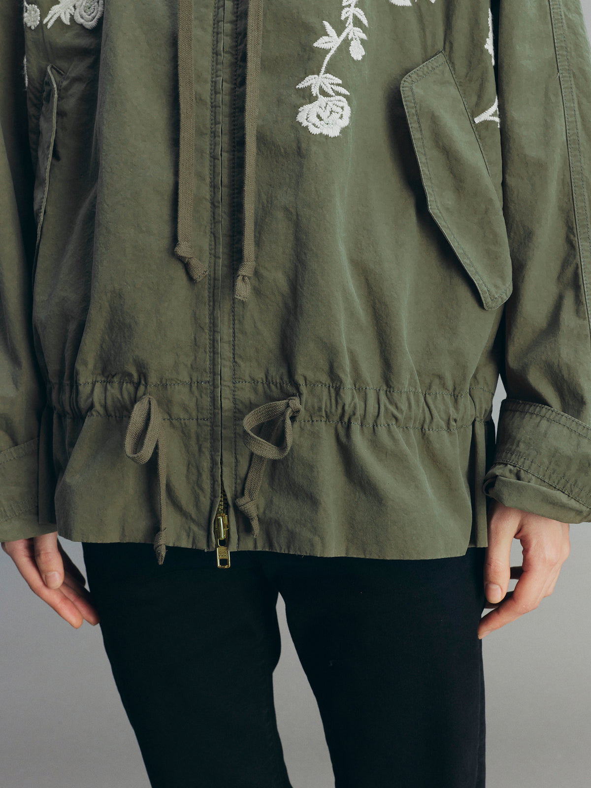 Vintage Embroidered Drawstring Utility Jacket