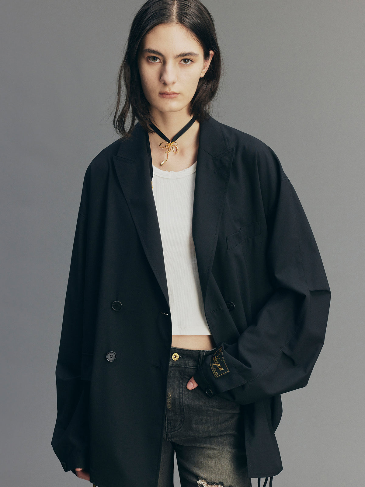 Bambi Embroidered Double-Breasted Blazer