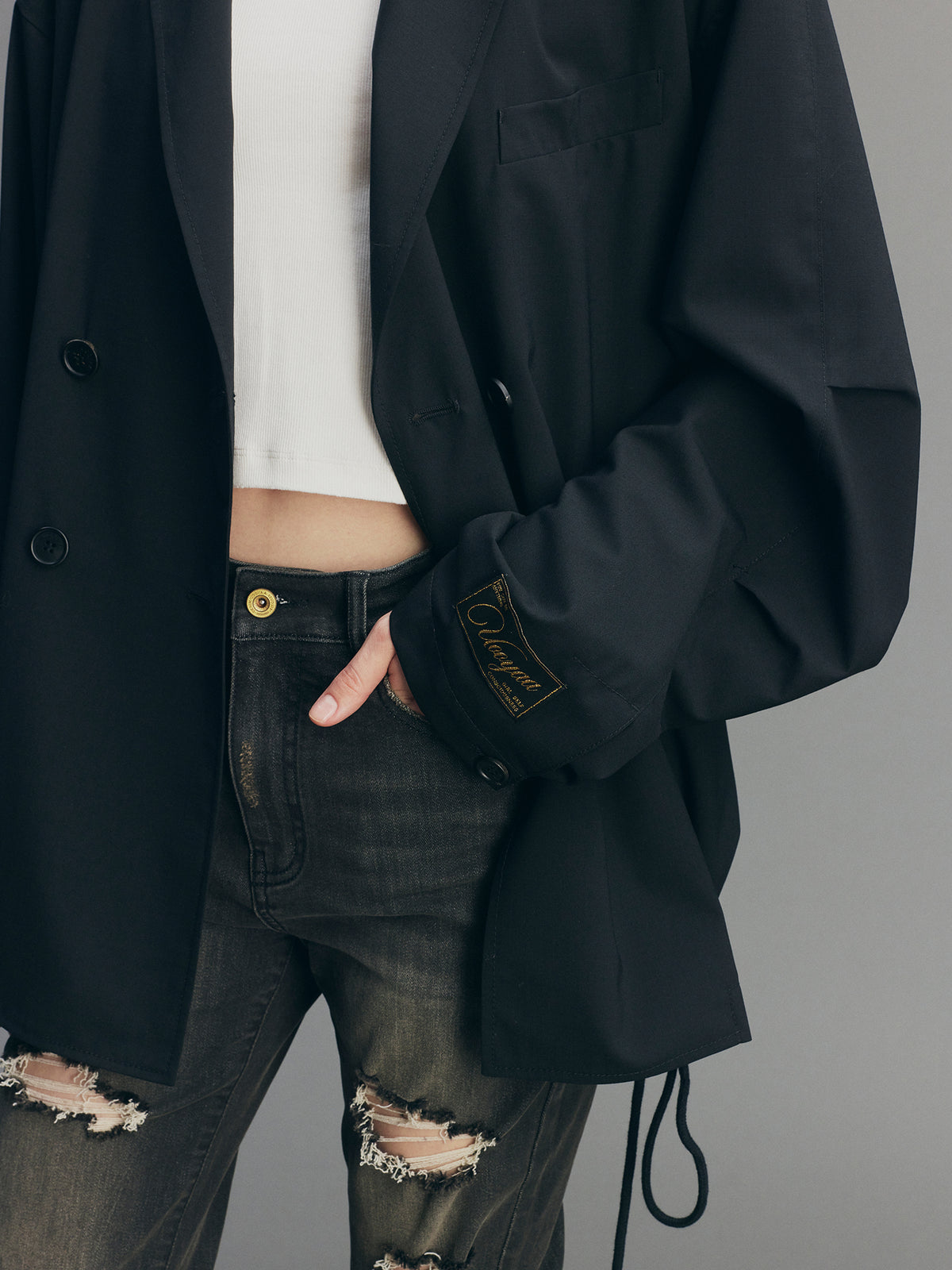 Bambi Embroidered Double-Breasted Blazer