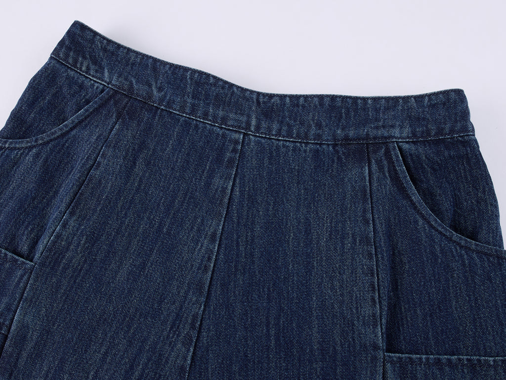 Vintage Romantic Military Denim Carpi Pants