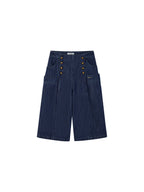 Vintage Romantic Military Denim Carpi Pants