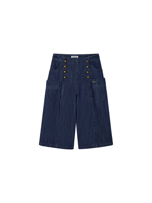 Vintage Romantic Military Denim Carpi Pants