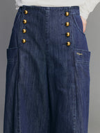 Vintage Romantic Military Denim Carpi Pants