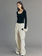 Beaded Rose Embroidered Pants