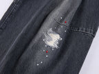 Distressed Rhinestone Five-Pocket Jeans