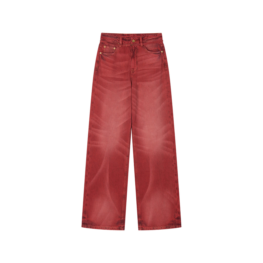 Rock Red Relaxed Straight-Leg Pants