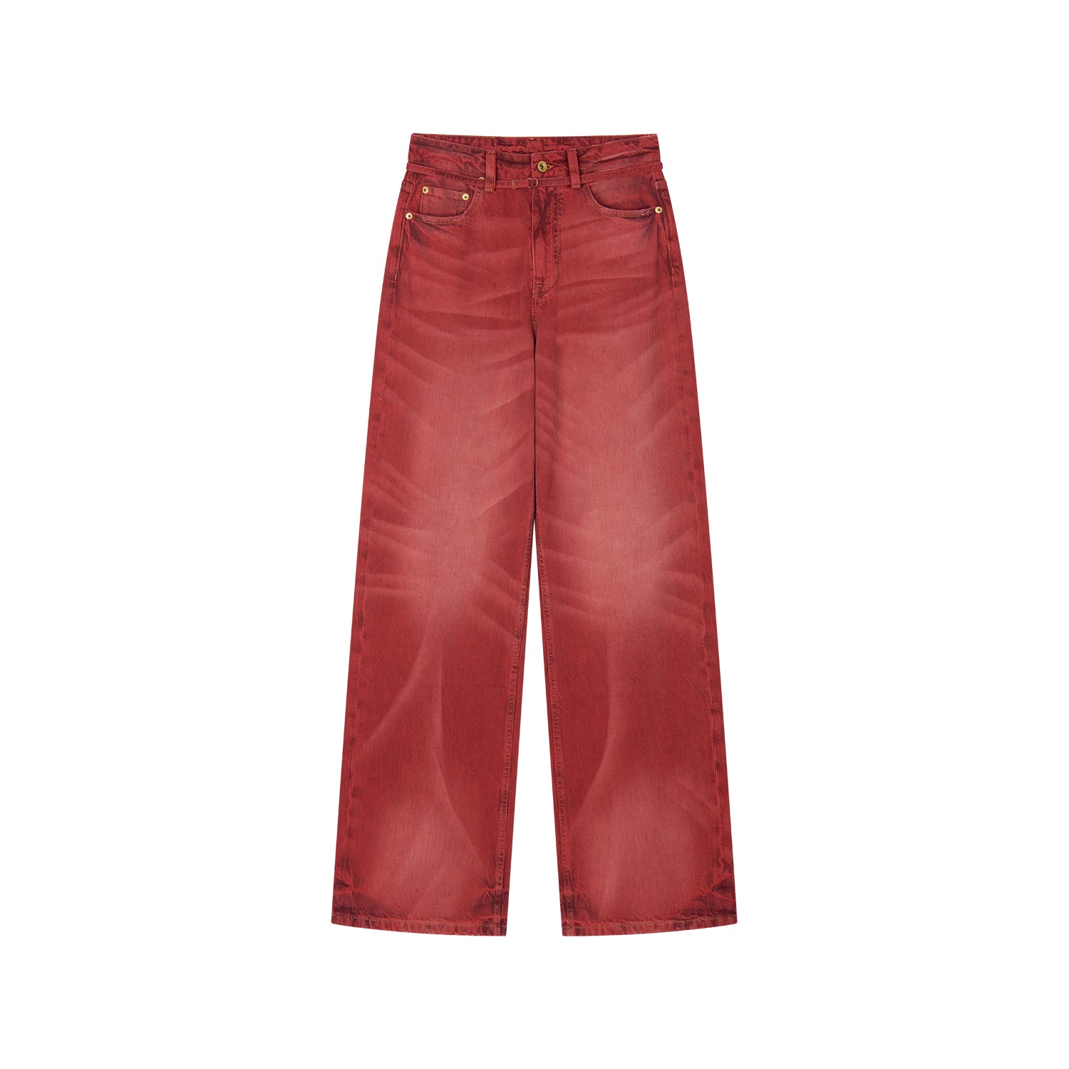 Rock Red Relaxed Straight-Leg Pants