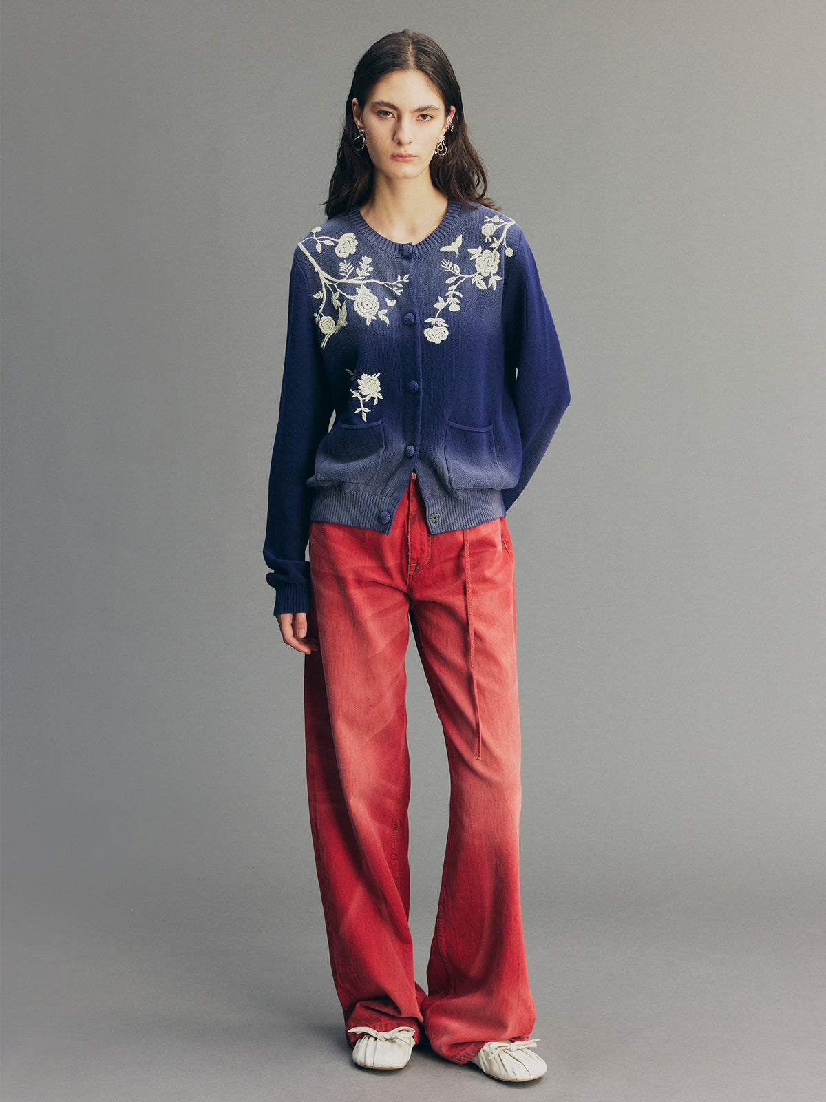 Rock Red Relaxed Straight-Leg Pants