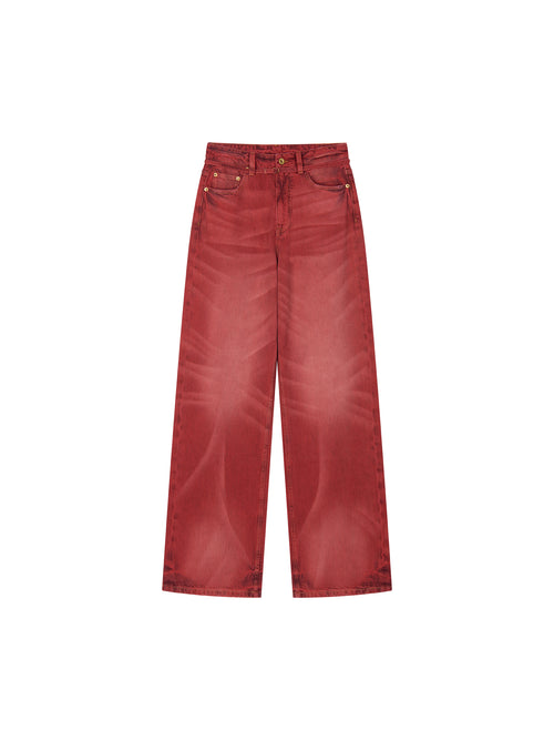 Rock Red Relaxed Straight-Leg Pants