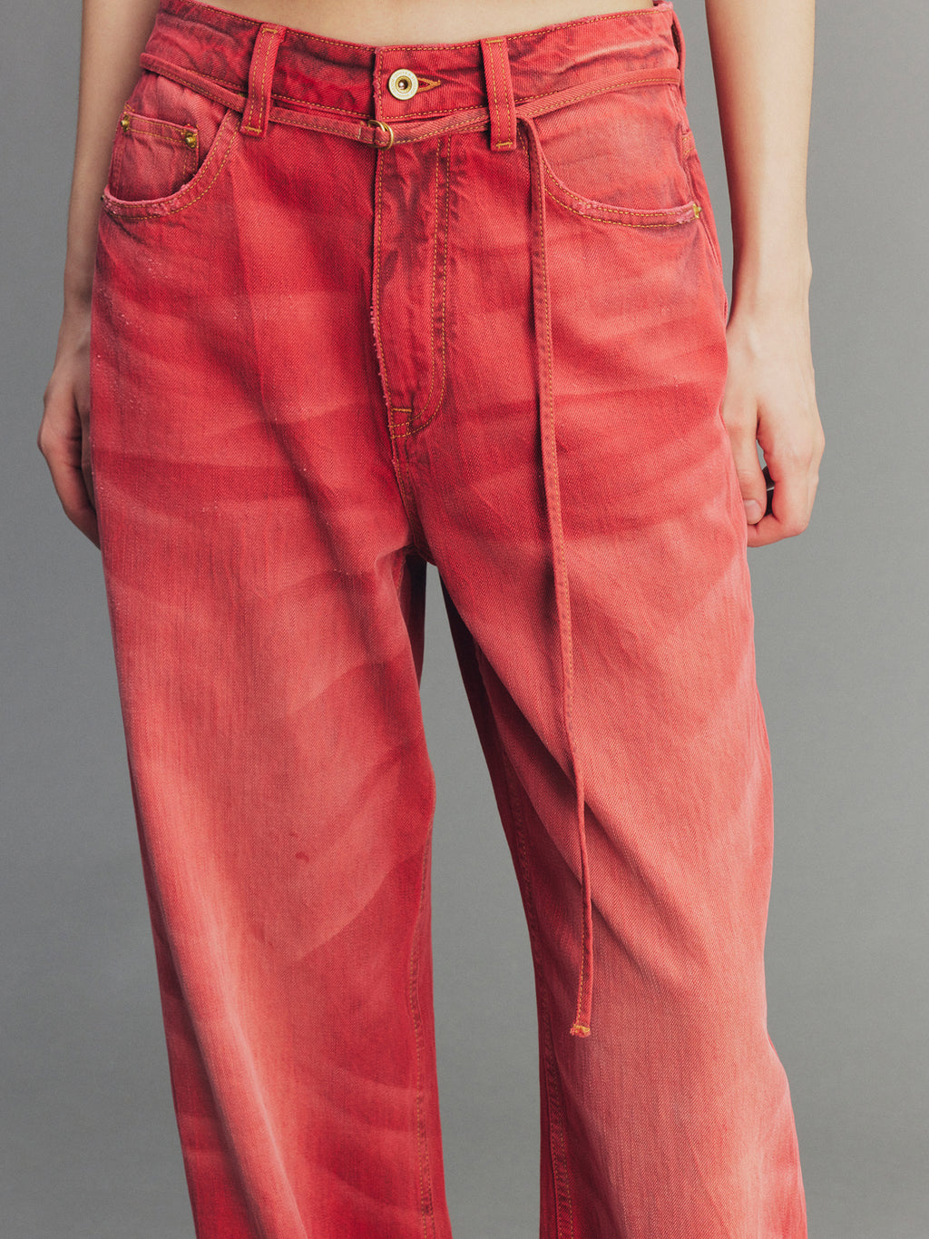 Rock Red Relaxed Straight-Leg Pants