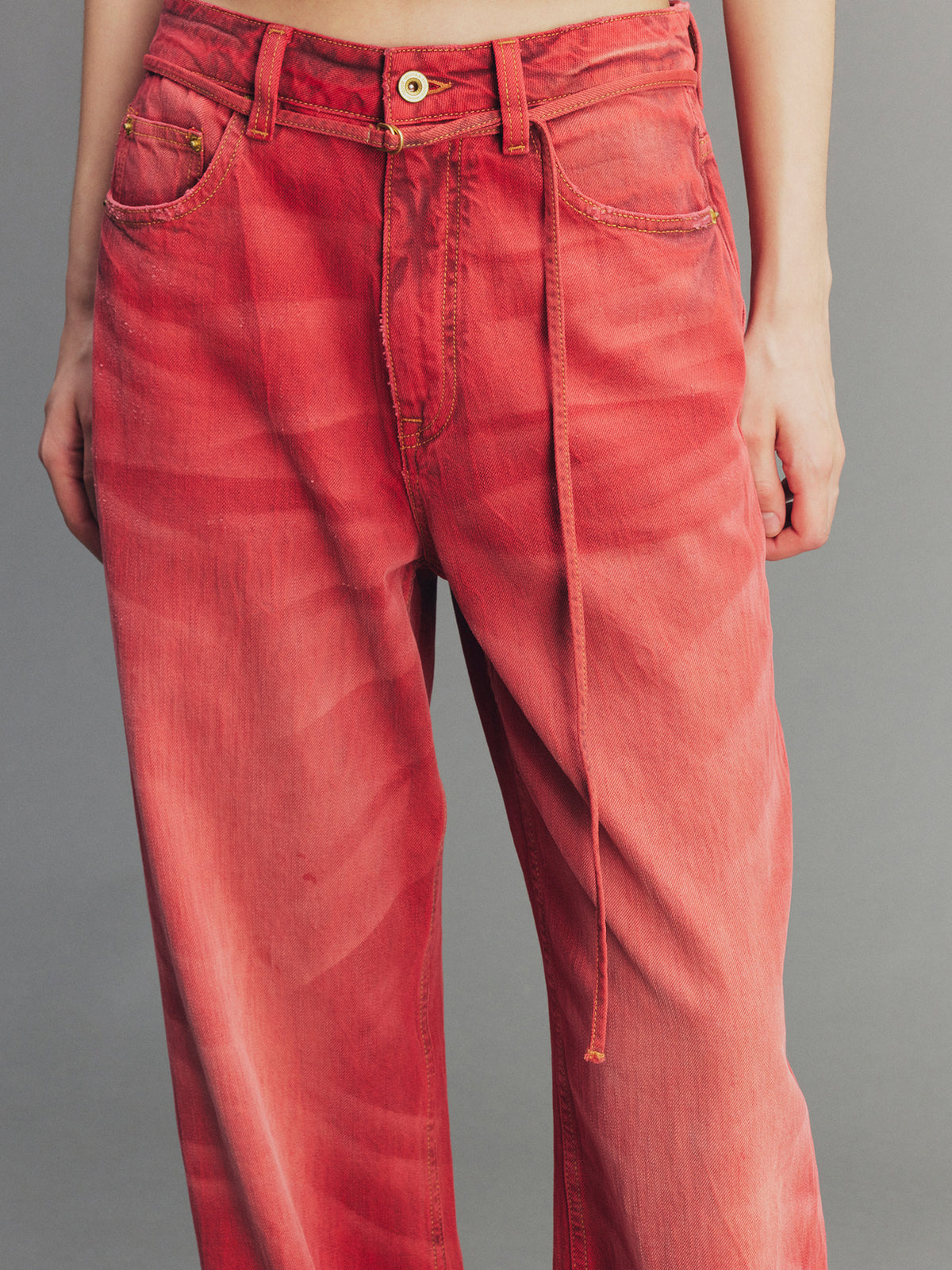 Rock Red Relaxed Straight-Leg Pants