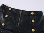 Edgy Genuine Leather Napoleon Military Shorts