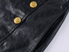 Edgy Genuine Leather Napoleon Military Shorts