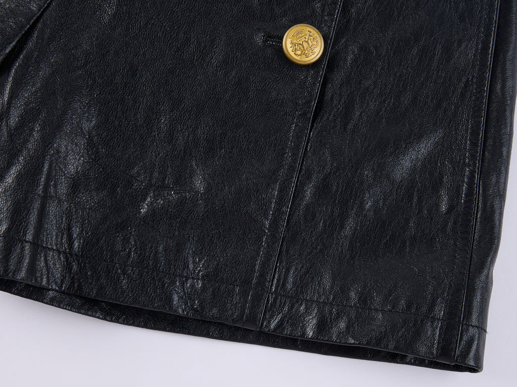 Edgy Genuine Leather Napoleon Military Shorts
