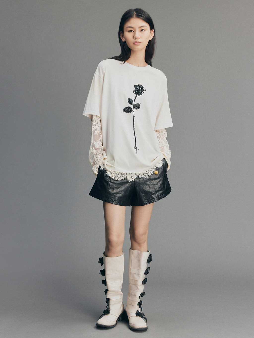 Edgy Genuine Leather Napoleon Military Shorts