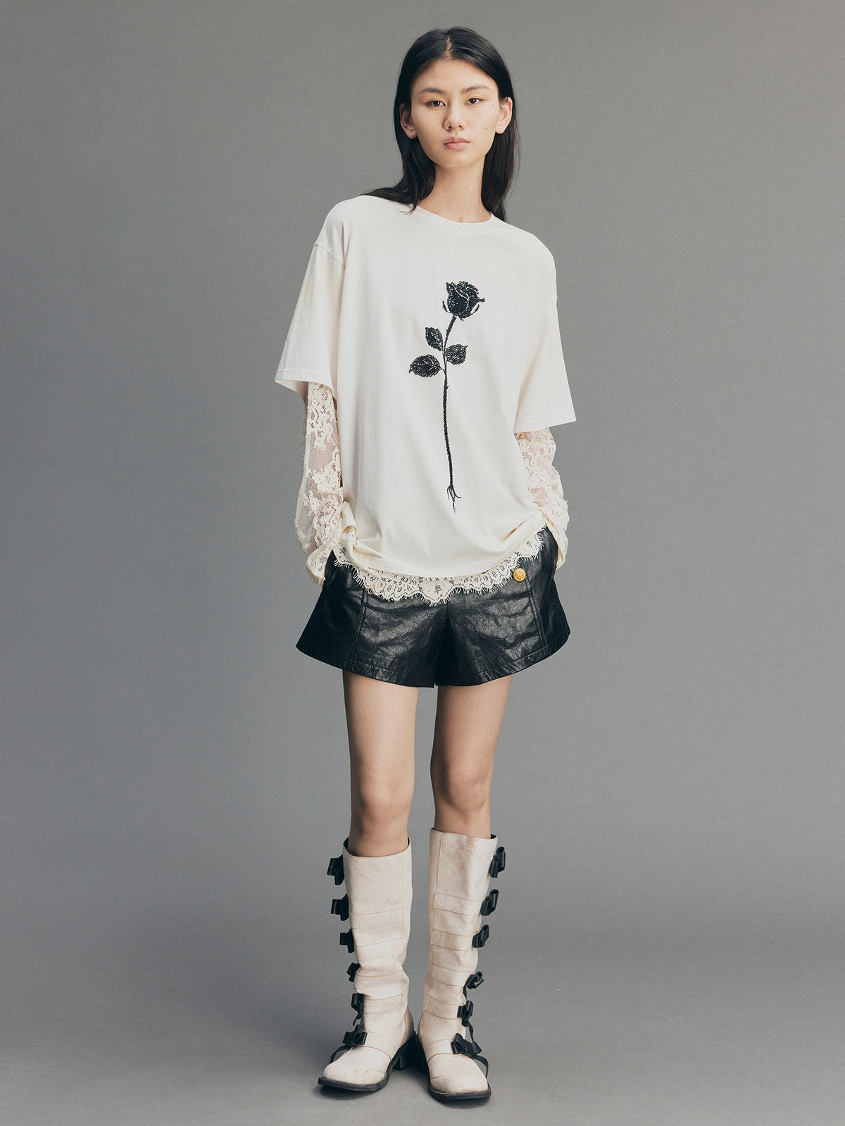 Edgy Genuine Leather Napoleon Military Shorts