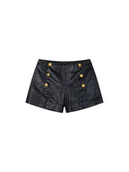 Edgy Genuine Leather Napoleon Military Shorts