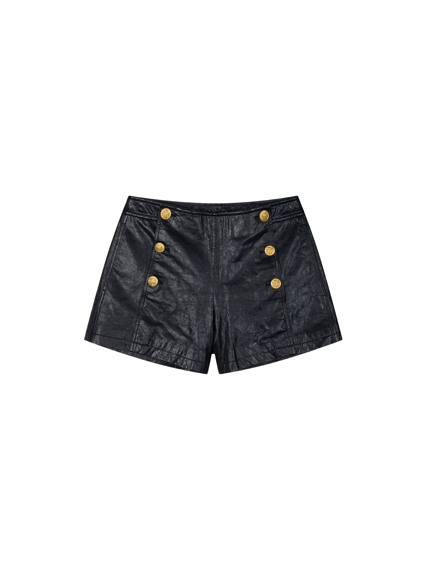 Edgy Genuine Leather Napoleon Military Shorts
