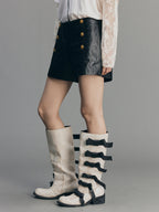 Edgy Genuine Leather Napoleon Military Shorts