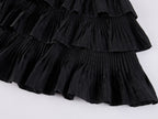 Vintage Glam Satin-Jacquard Tiered Skirt