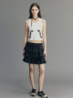 Vintage Glam Satin-Jacquard Tiered Skirt