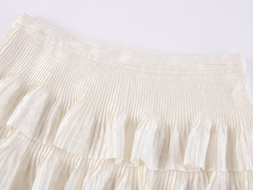 Vintage Glam Satin-Jacquard Tiered Skirt