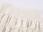 Vintage Glam Satin-Jacquard Tiered Skirt