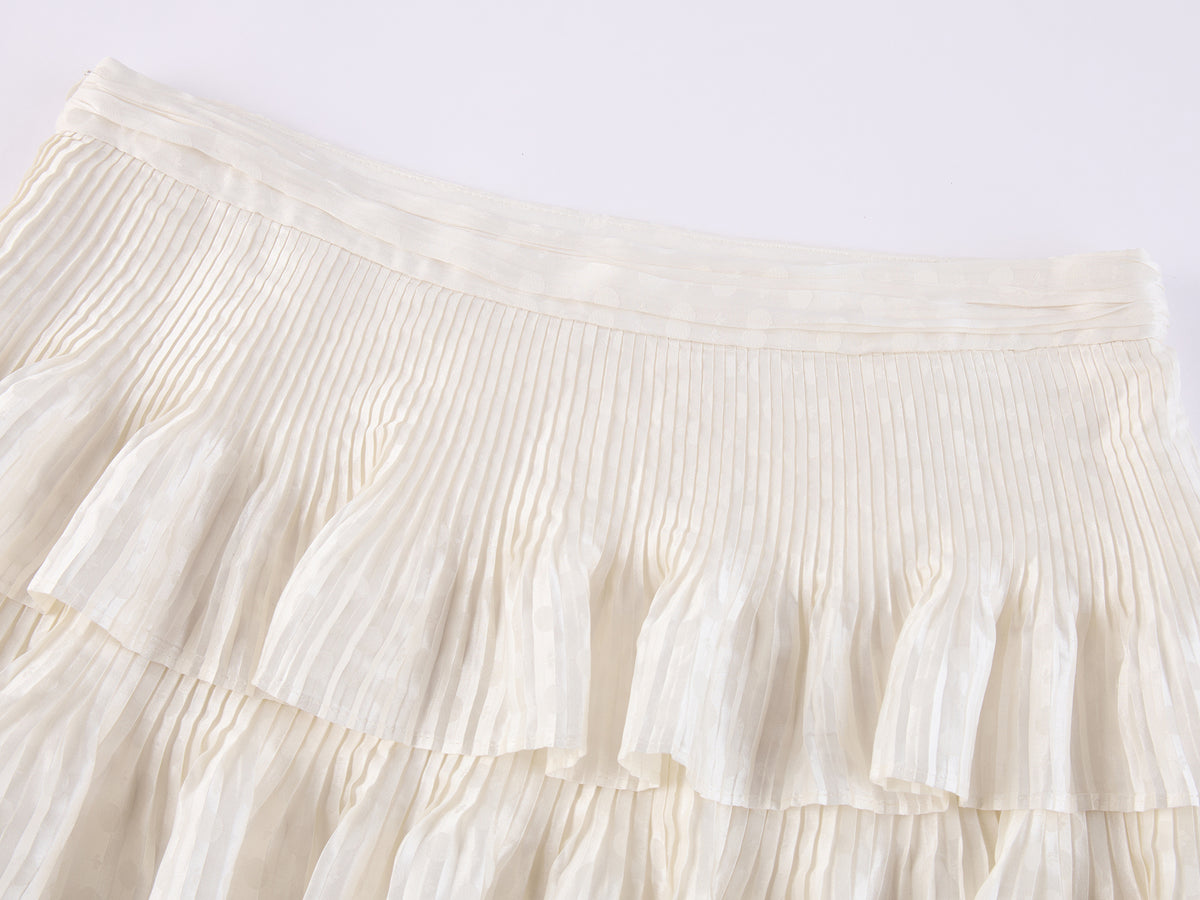 Vintage Glam Satin-Jacquard Tiered Skirt