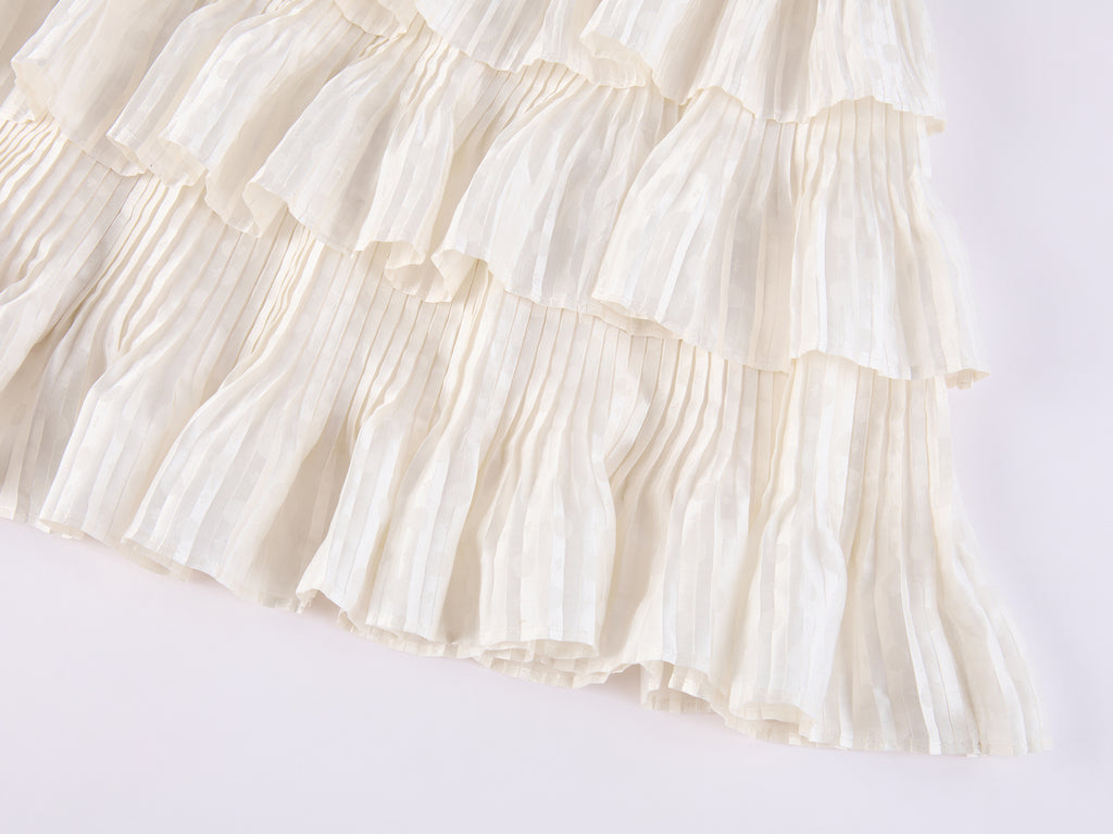 Vintage Glam Satin-Jacquard Tiered Skirt