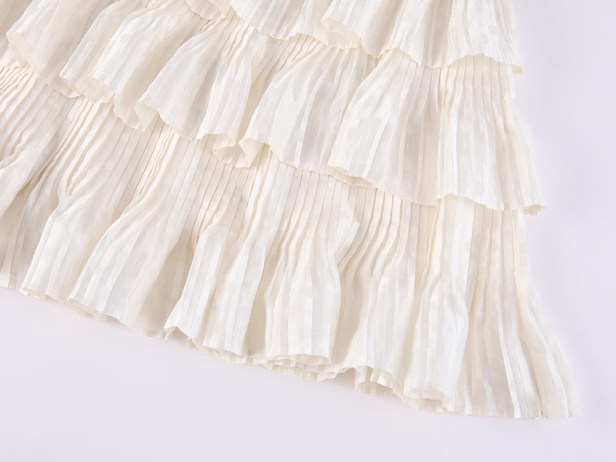 Vintage Glam Satin-Jacquard Tiered Skirt