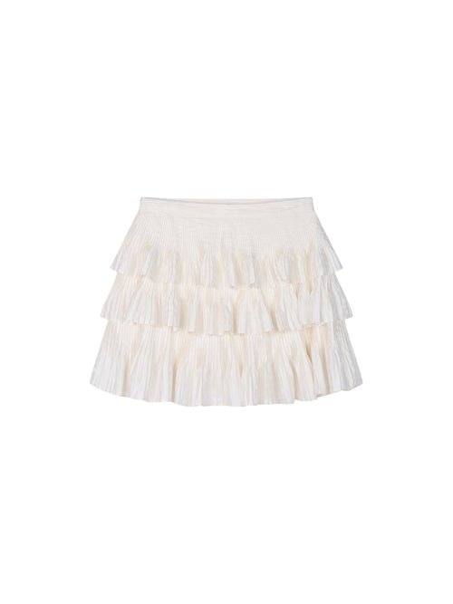 Vintage Glam Satin-Jacquard Tiered Skirt