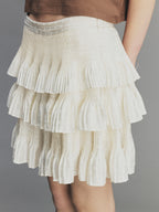 Vintage Glam Satin-Jacquard Tiered Skirt