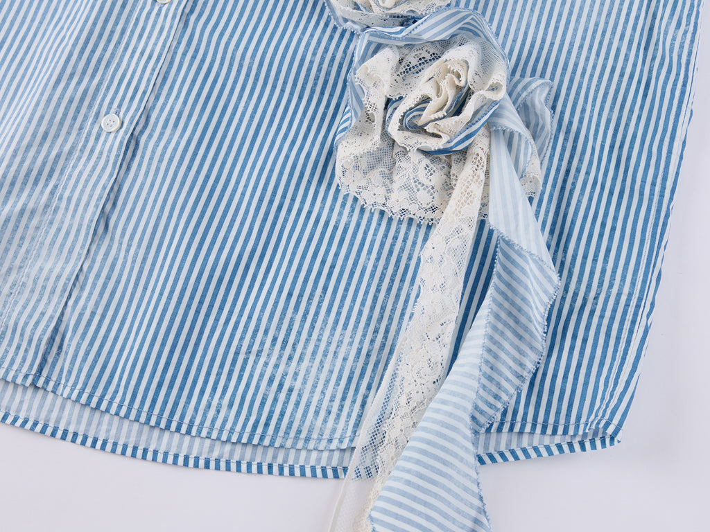 Romantic Lace Striped Shirt