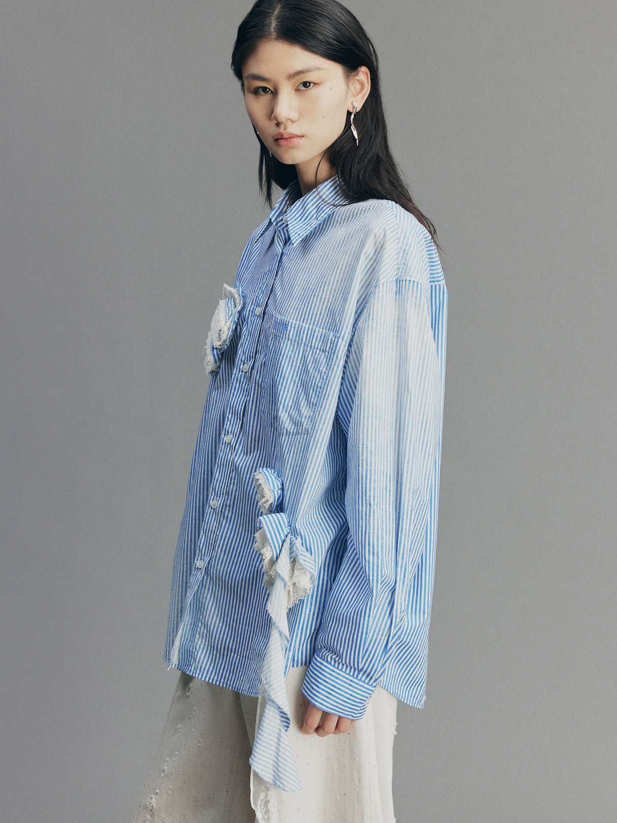 Romantic Lace Striped Shirt