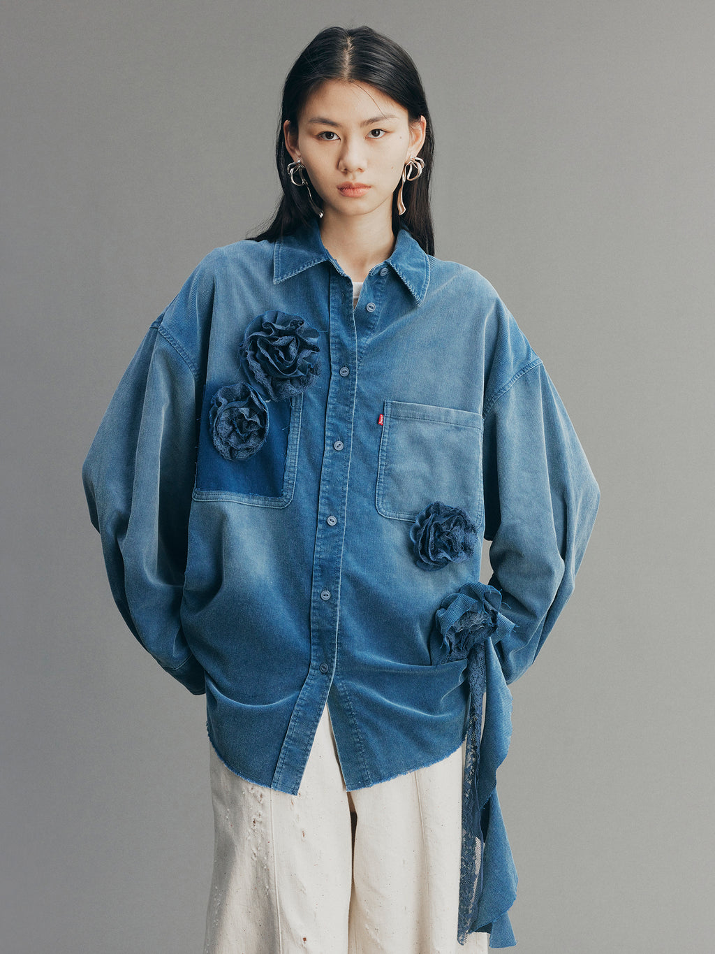 Vintage Romantic Lace Cargo Shirt