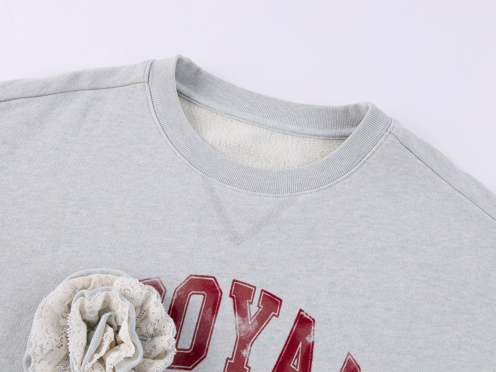 Vintage Romantic Lace Applique Sweatshirt