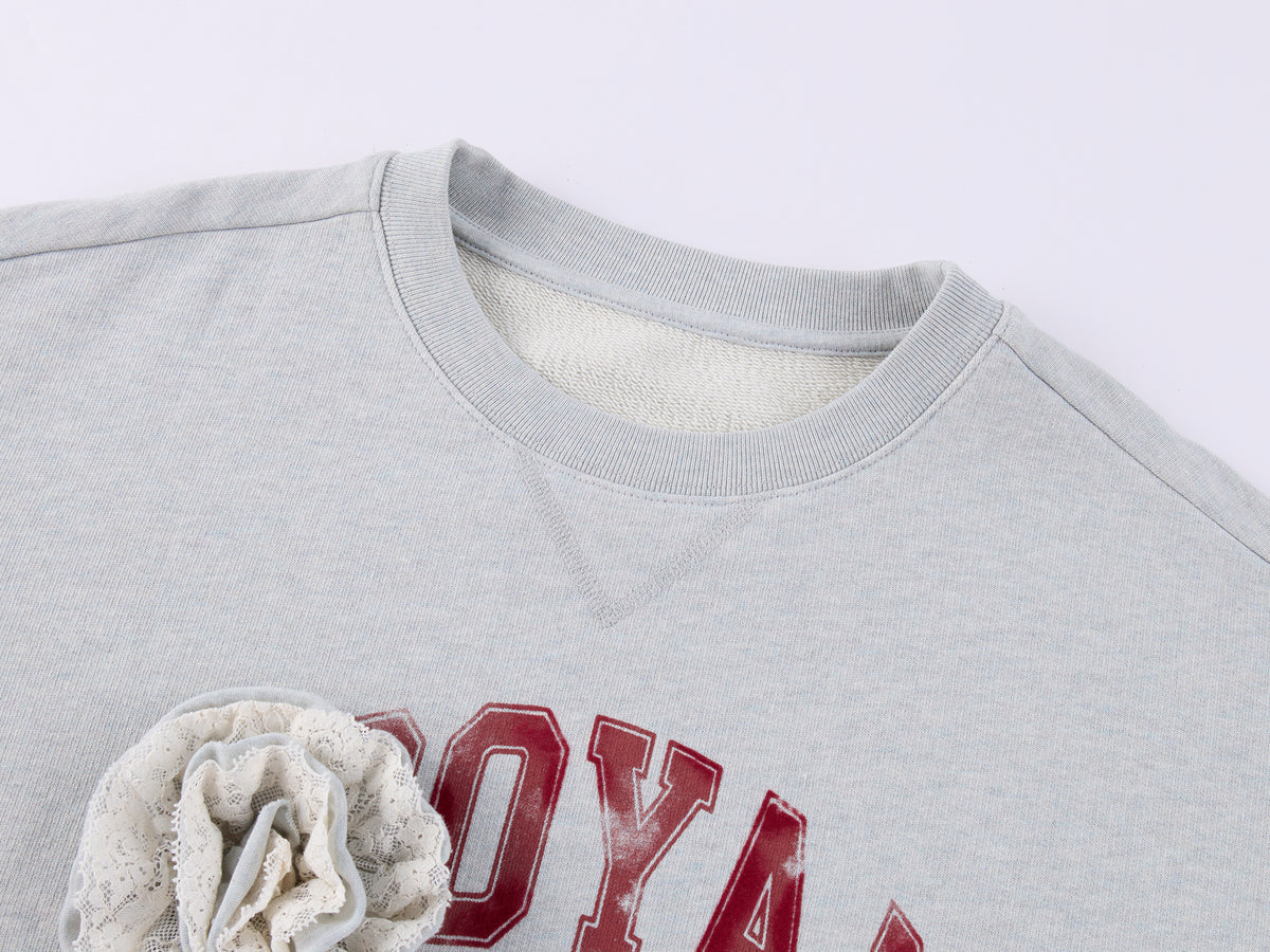 Vintage Romantic Lace Applique Sweatshirt
