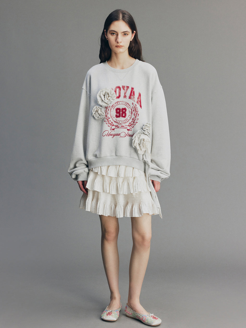 Vintage Romantic Lace Applique Sweatshirt