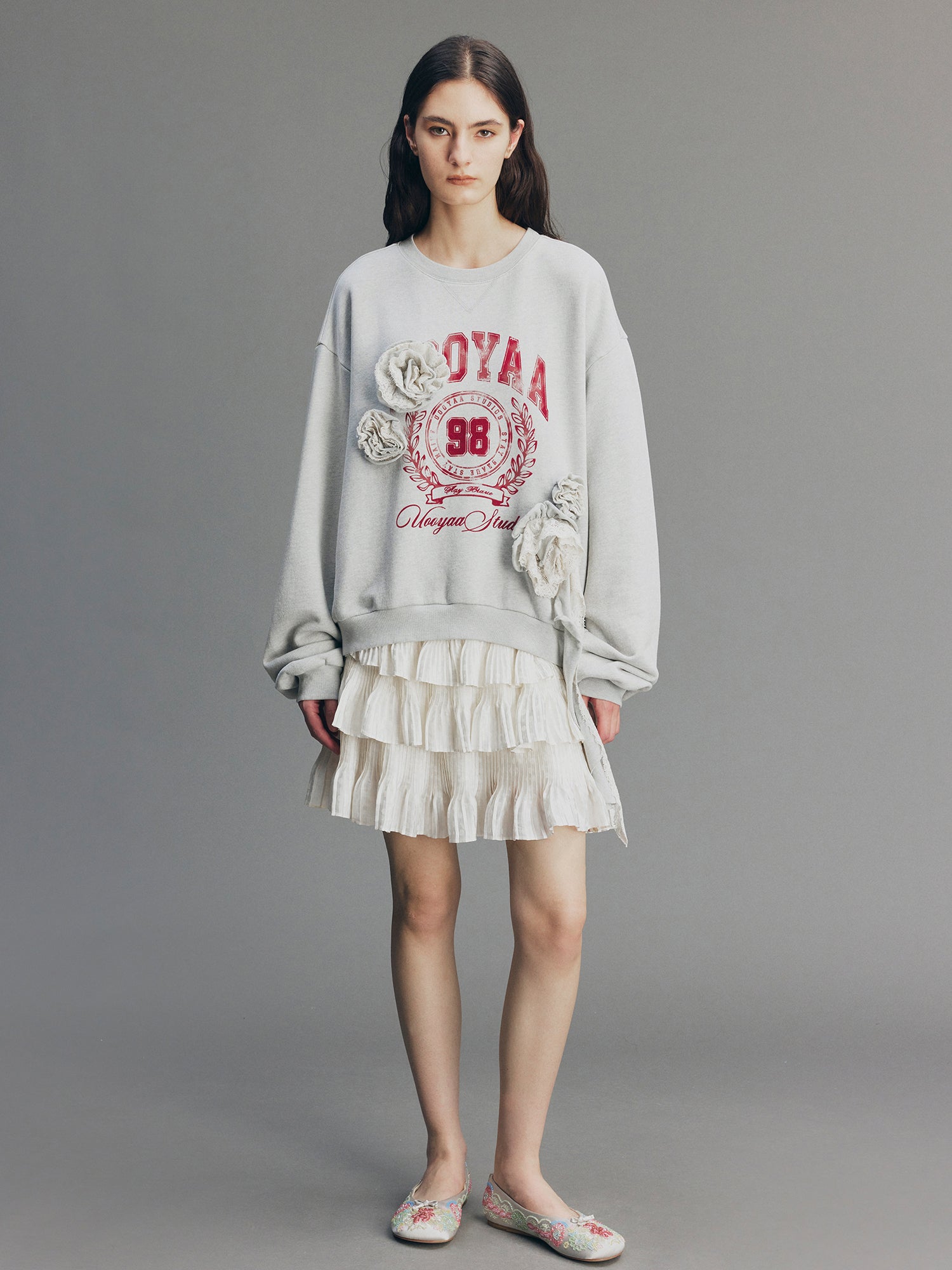 Vintage Romantic Lace Applique Sweatshirt