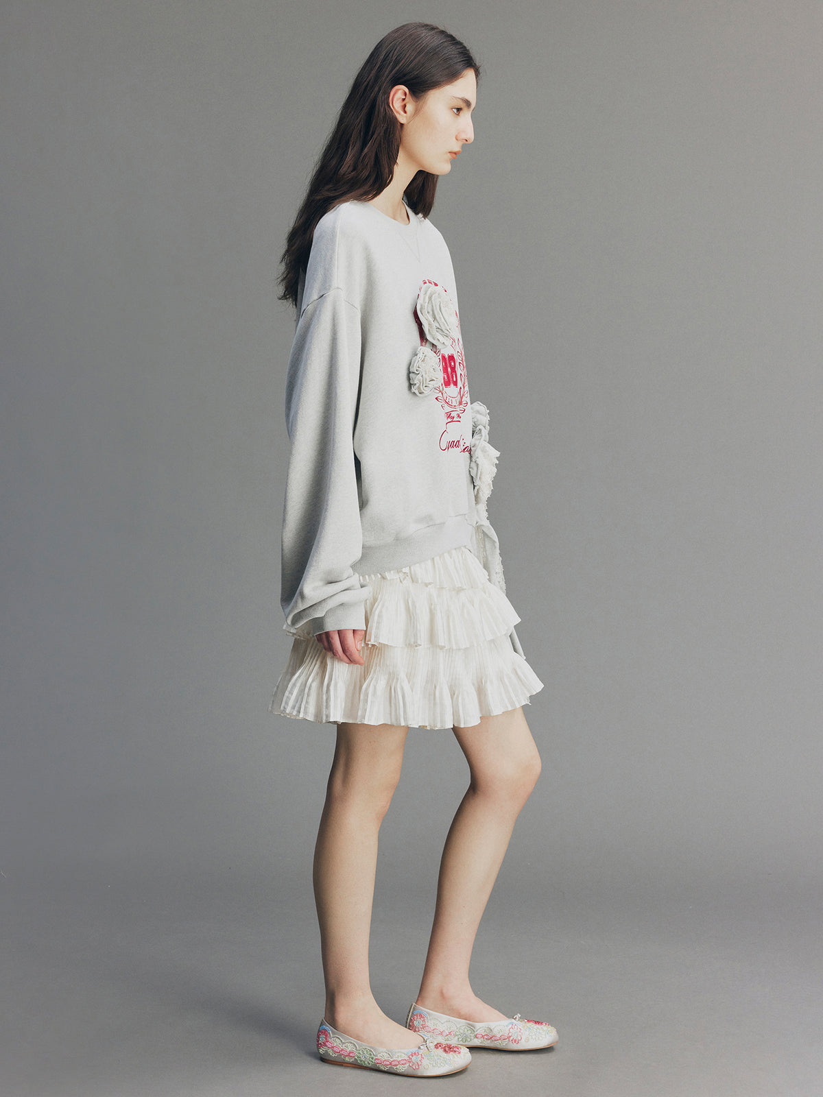 Vintage Romantic Lace Applique Sweatshirt