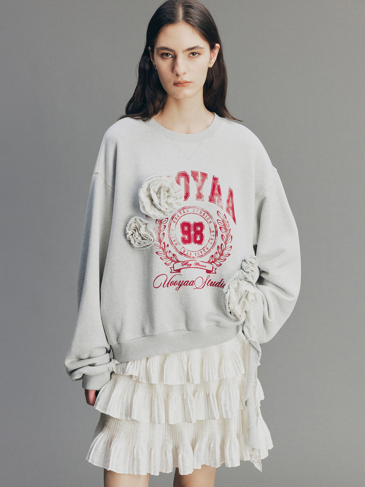 Vintage Romantic Lace Applique Sweatshirt