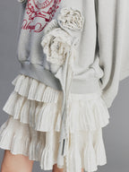 Vintage Romantic Lace Applique Sweatshirt