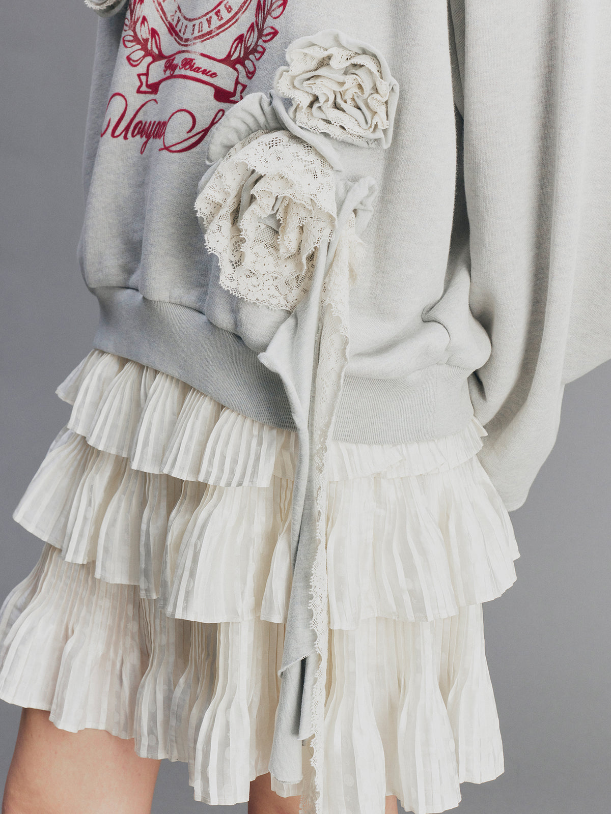 Vintage Romantic Lace Applique Sweatshirt