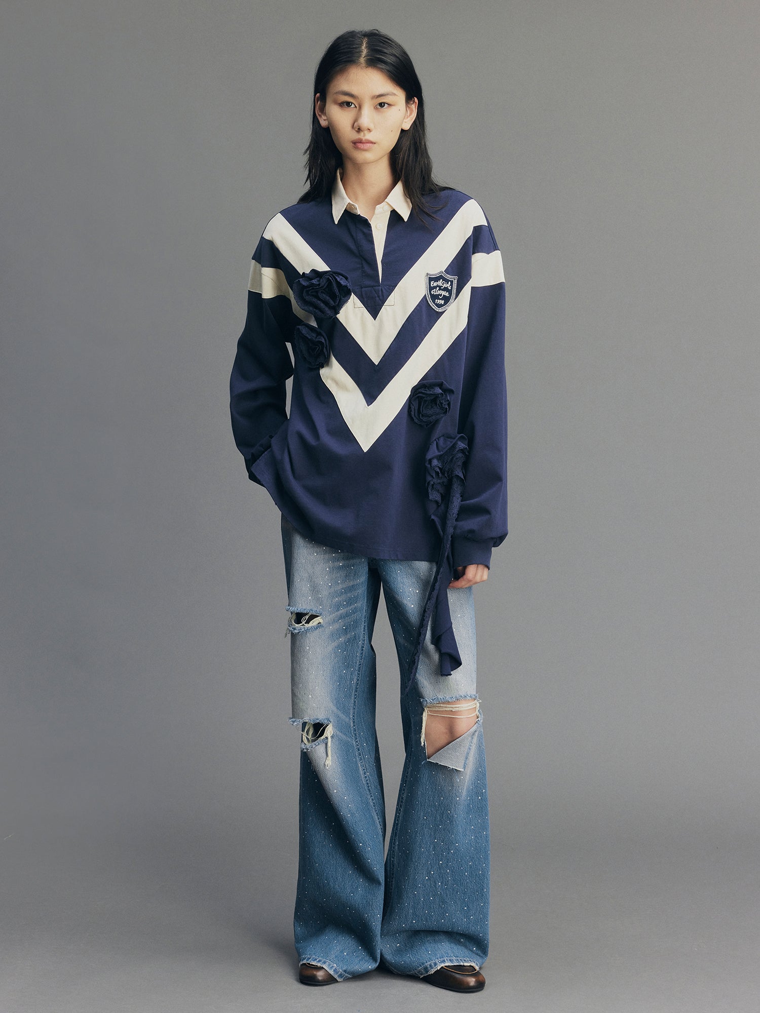 Vintage Romantic Lace Navy Sweatshirt