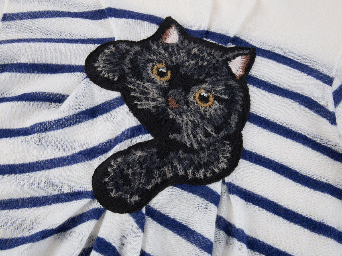Fun Black Cat Striped Sweater