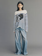 Fun Black Cat Striped Sweater