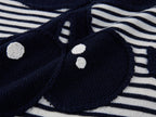 Sporty Cherry Faux-Layered Striped Knit Sweatshirt