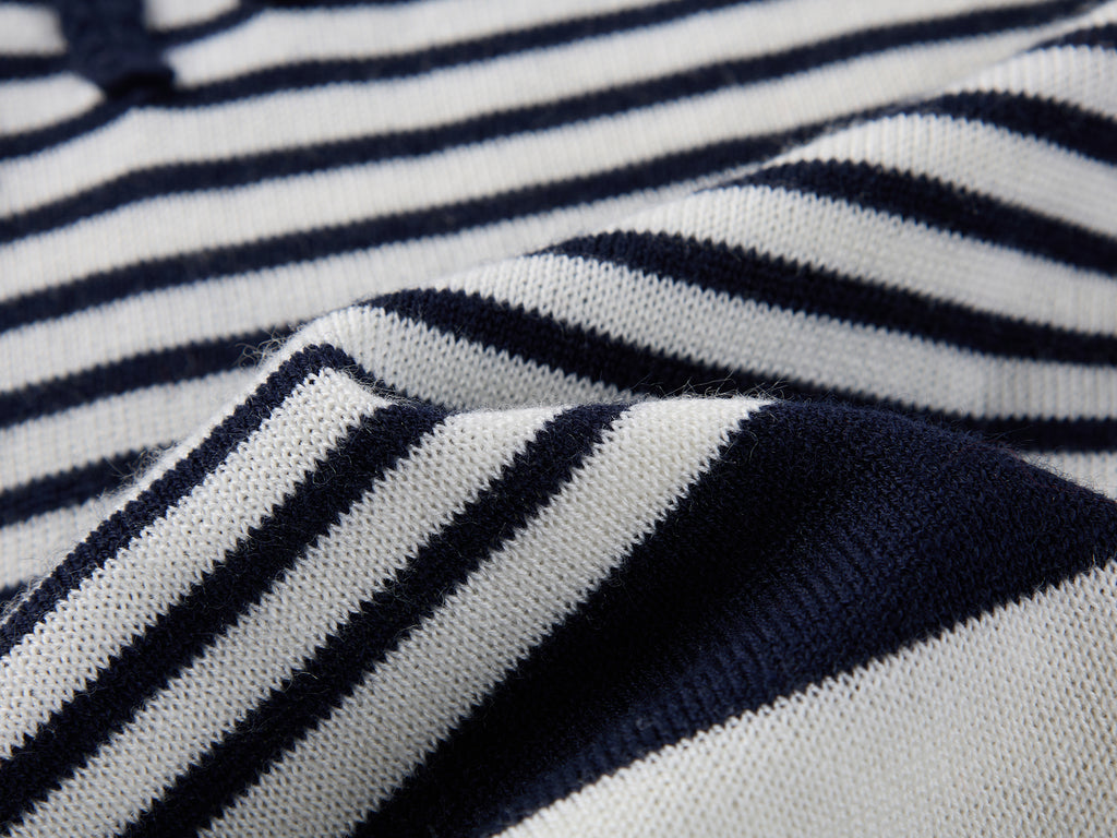 Sporty Cherry Faux-Layered Striped Knit Sweatshirt
