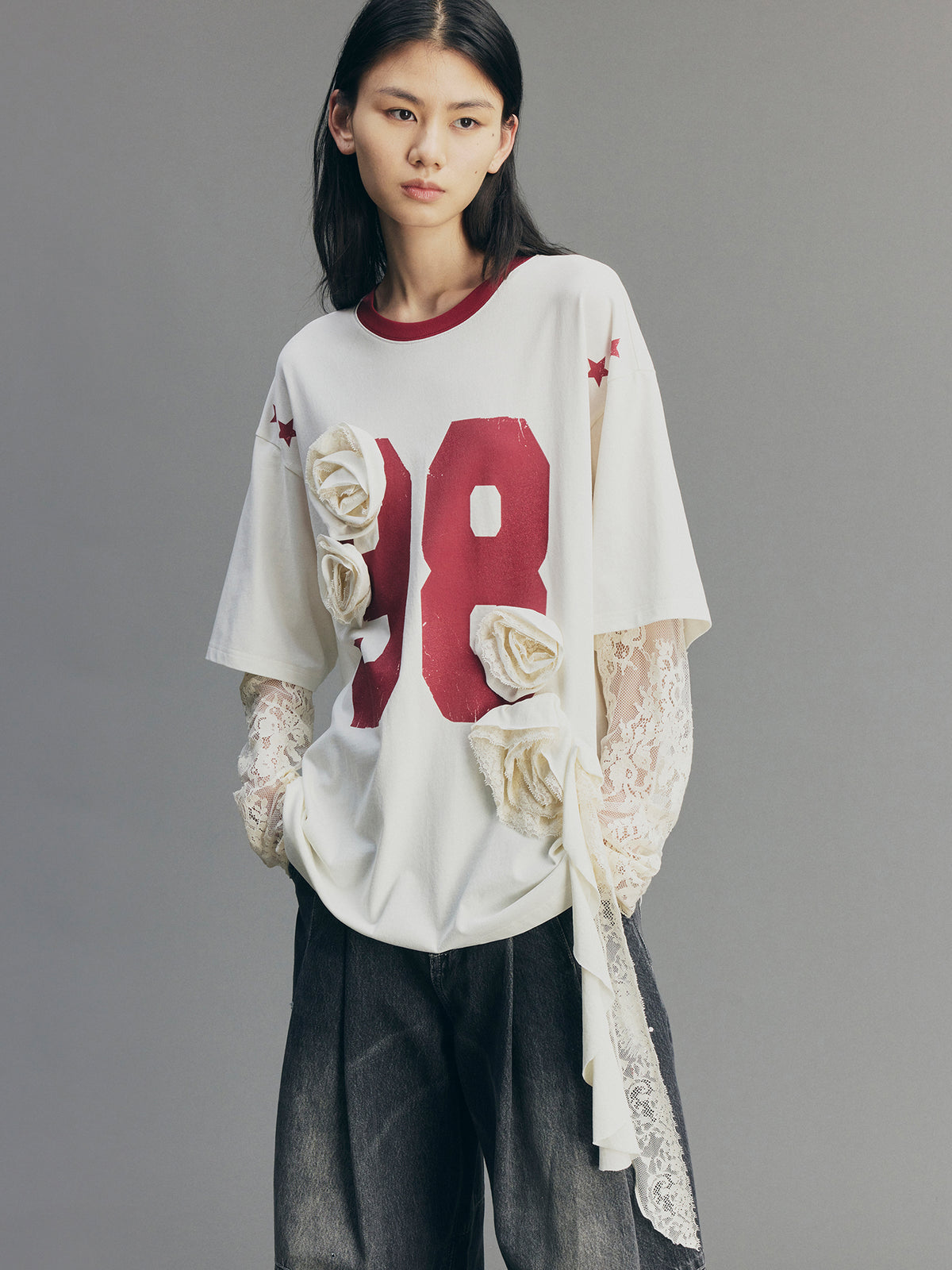 Vintage Romantic Lace  Applique T-shirt