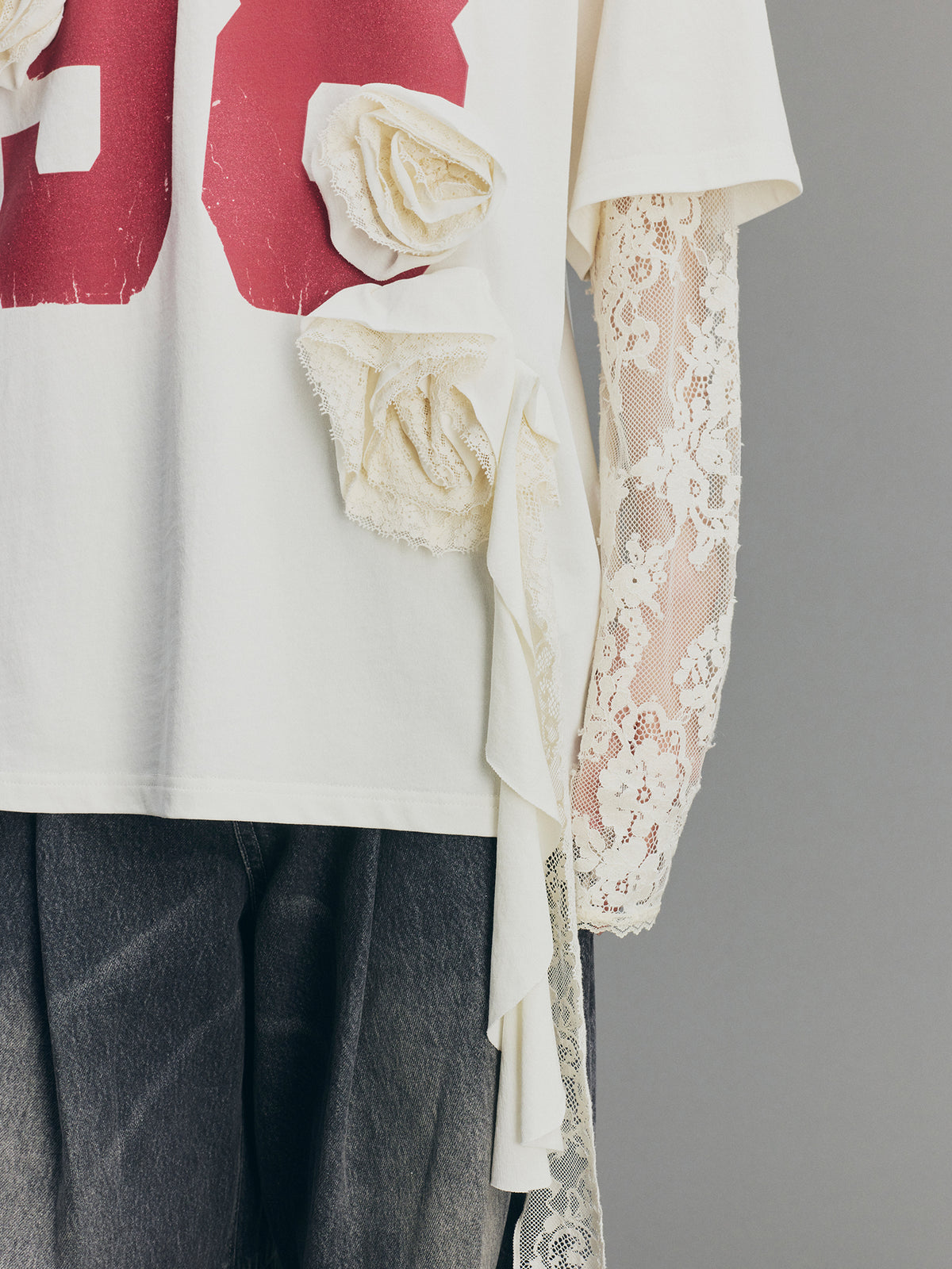 Vintage Romantic Lace  Applique T-shirt